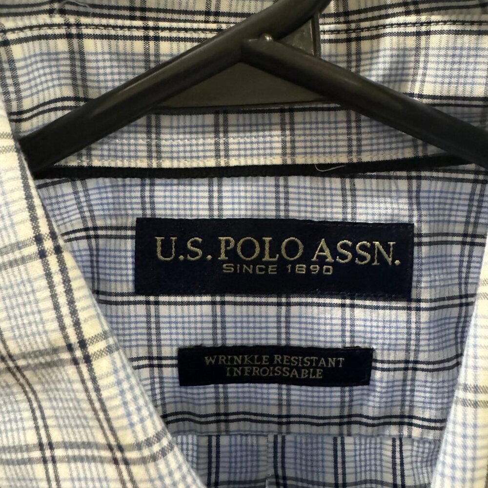 U.S. Polo Assn Shirt Mens Grey/Black Check Collared Button Down Full Sleeve - Picture 5 of 6
